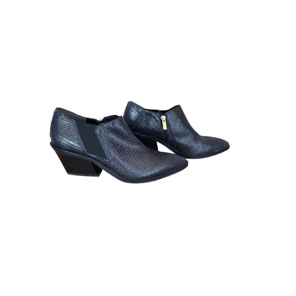 Franco Sarto Womens Black Side Zip Leather Pointed Toe Chelsea Boots Size 5